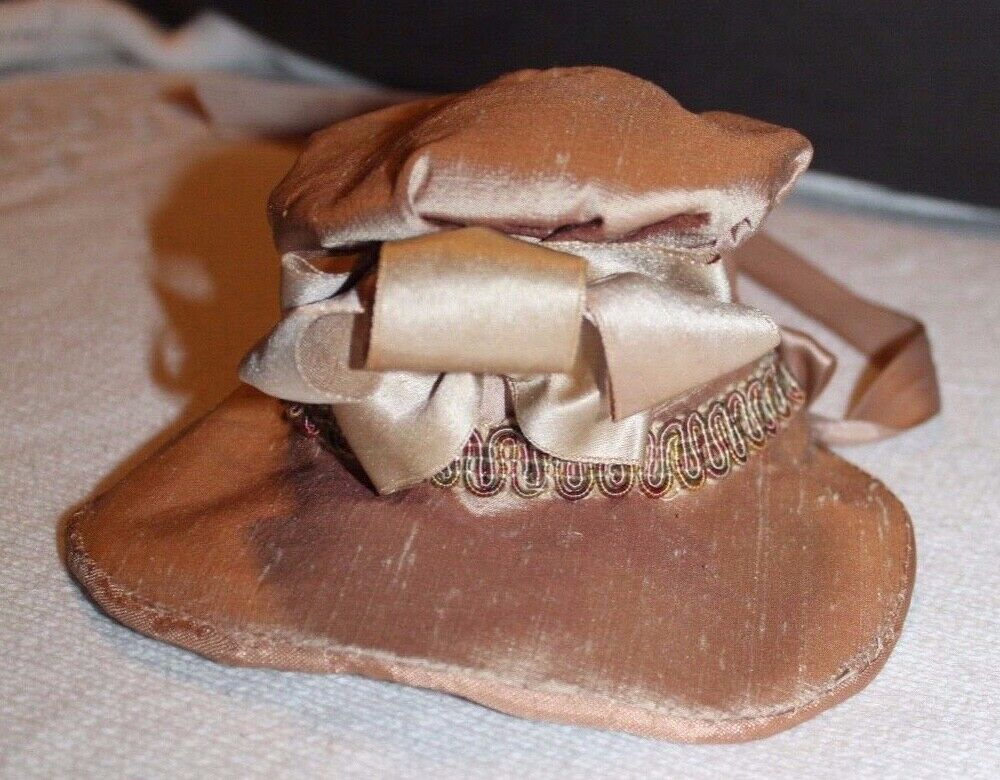 Antique Style DOLL HAT Bonnet TAN Award-winning store Lace Mesa Mall lot Trimmed BOW mar