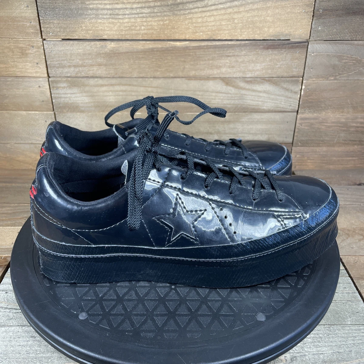 Converse One Star Platform OX Womens 6.5 US Black Patent Leather Sneakers Shoes