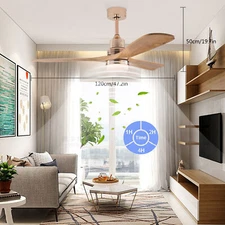 48" LED Ceiling Fan Light Chandelier 3 Blades 6 Speed Fan Lamp & Remote Gold