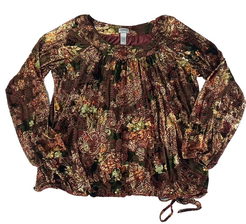 Velvet Burnout Boho Top Womens XL Paisley Floral Regency Whimsigoth Cottagecore