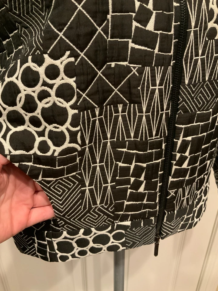 Chaqueta bordada geométrica Zero + Maria Cornejo marrón, blanco y negro, talla 0 Foto 4 de 4