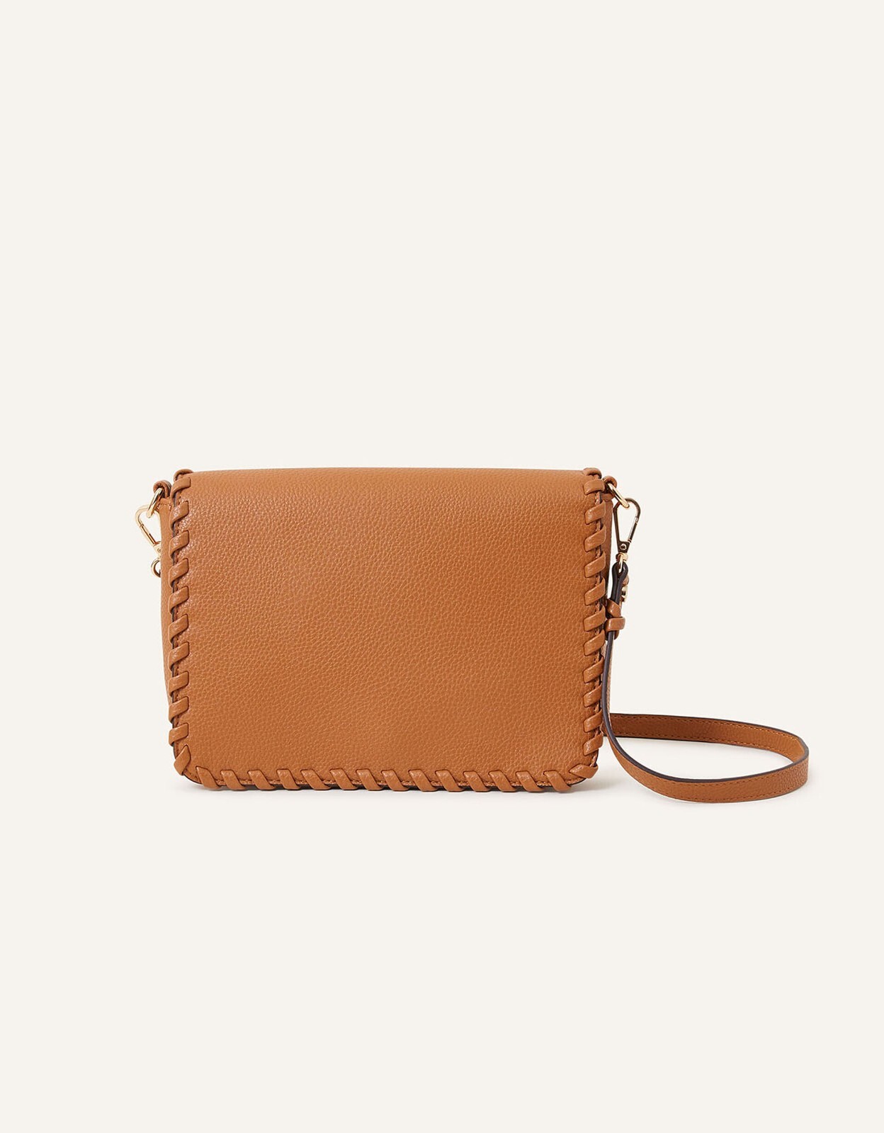 Monsoon Accessorize London Whipstitch Flap Crossbody Bag Clay Brown