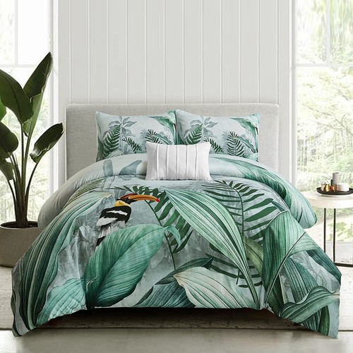 Tropical Rain Forest 4 Pcs Comforter Sets 100% Microfiber polyester-Queen Size - 第 1/6 張圖片