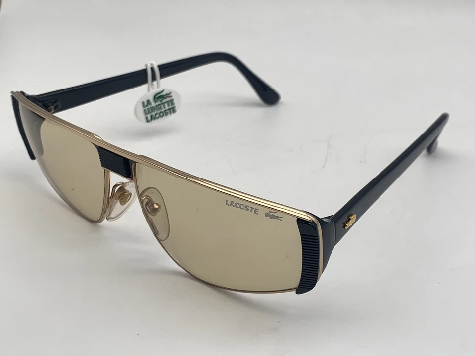Óculos de sol Lacoste 138 aviador novo unissex "preto e bronze" 100% AUTÊNTICO - Imagem 4 de 4