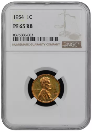 1954 Proof Lincoln cent graded by NGC PF 65 RB