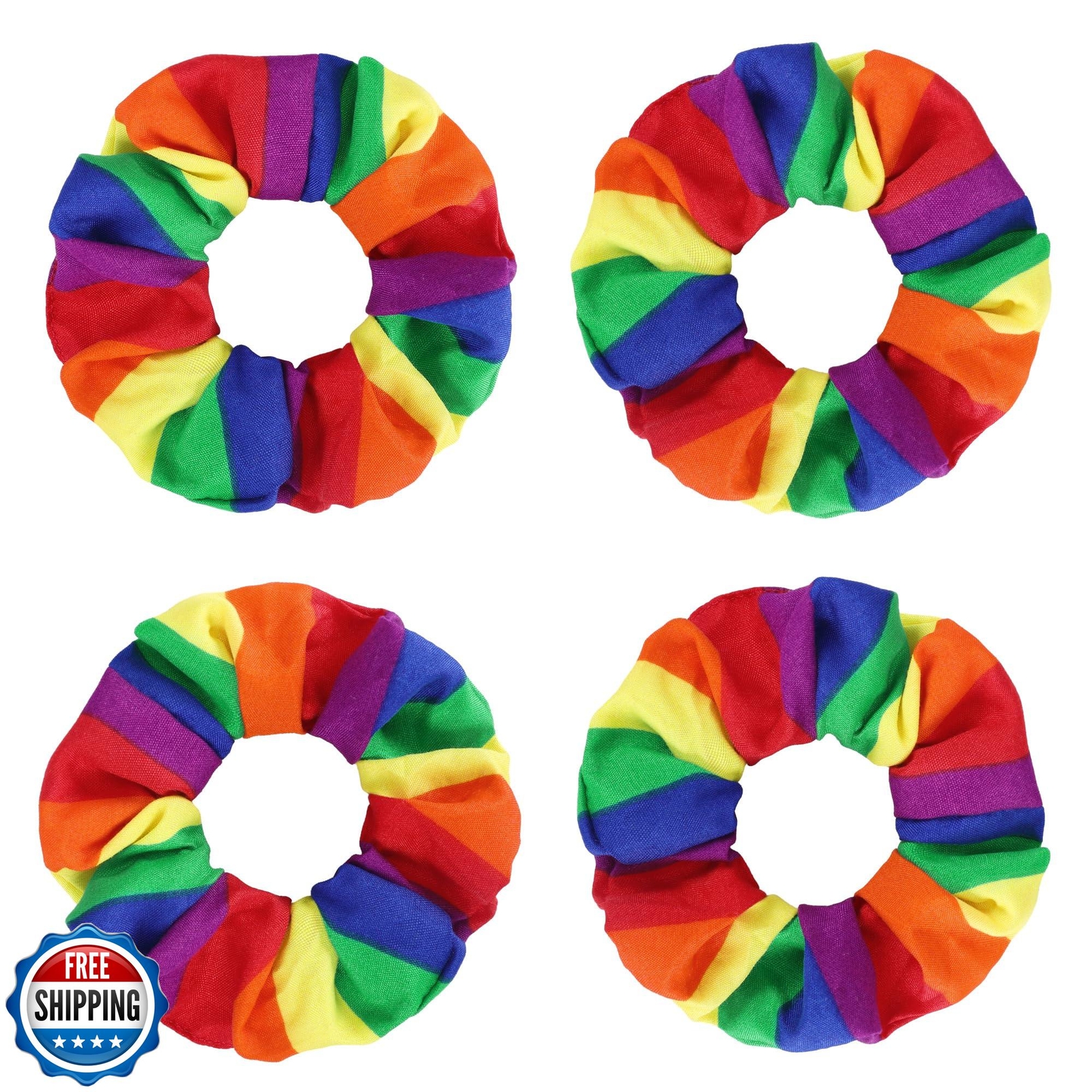 4 Pcs Pride Rainbow Hair Scrunchies LGBT Hair Ties