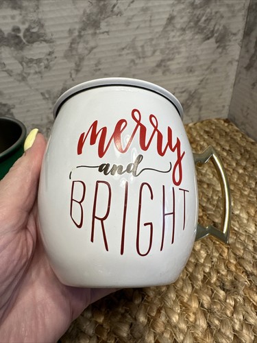 Hallmark Christmas Mule Mugs Set Holiday Cheer Merry And Bright Metal - Picture 10 of 14
