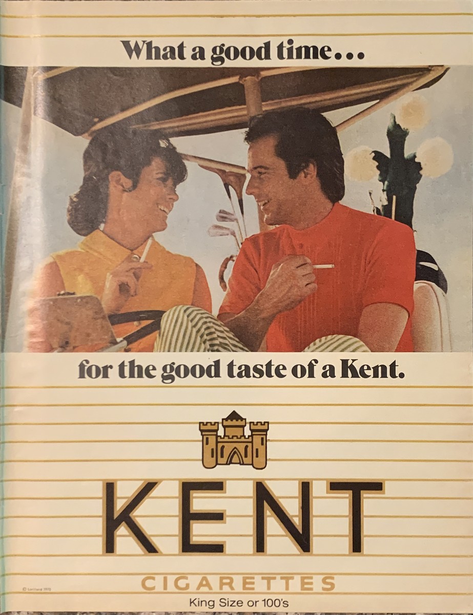 1970 Kent Cigarettes PRINT AD Golf Couple VTG What A Good Time For Good  Taste