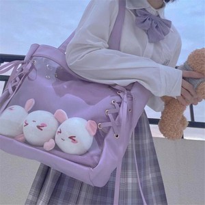 Japanese Lolita Harajuku Shoulder Bag Ribbon Itabag Cosplay Transparent Handbag Japanese Lolita Harajuku Shoulder Bag Ribbon Itabag Cosplay Transparent Handbag
