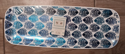 New 3 Beach to Bistro Sigrid Olsen Plastic Platter Fish Blue White Ocean Beach