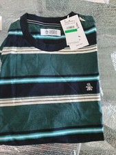 NWT Original Penguin Men's Embroidered Striped T-Shirt, Dark Sapphire, L