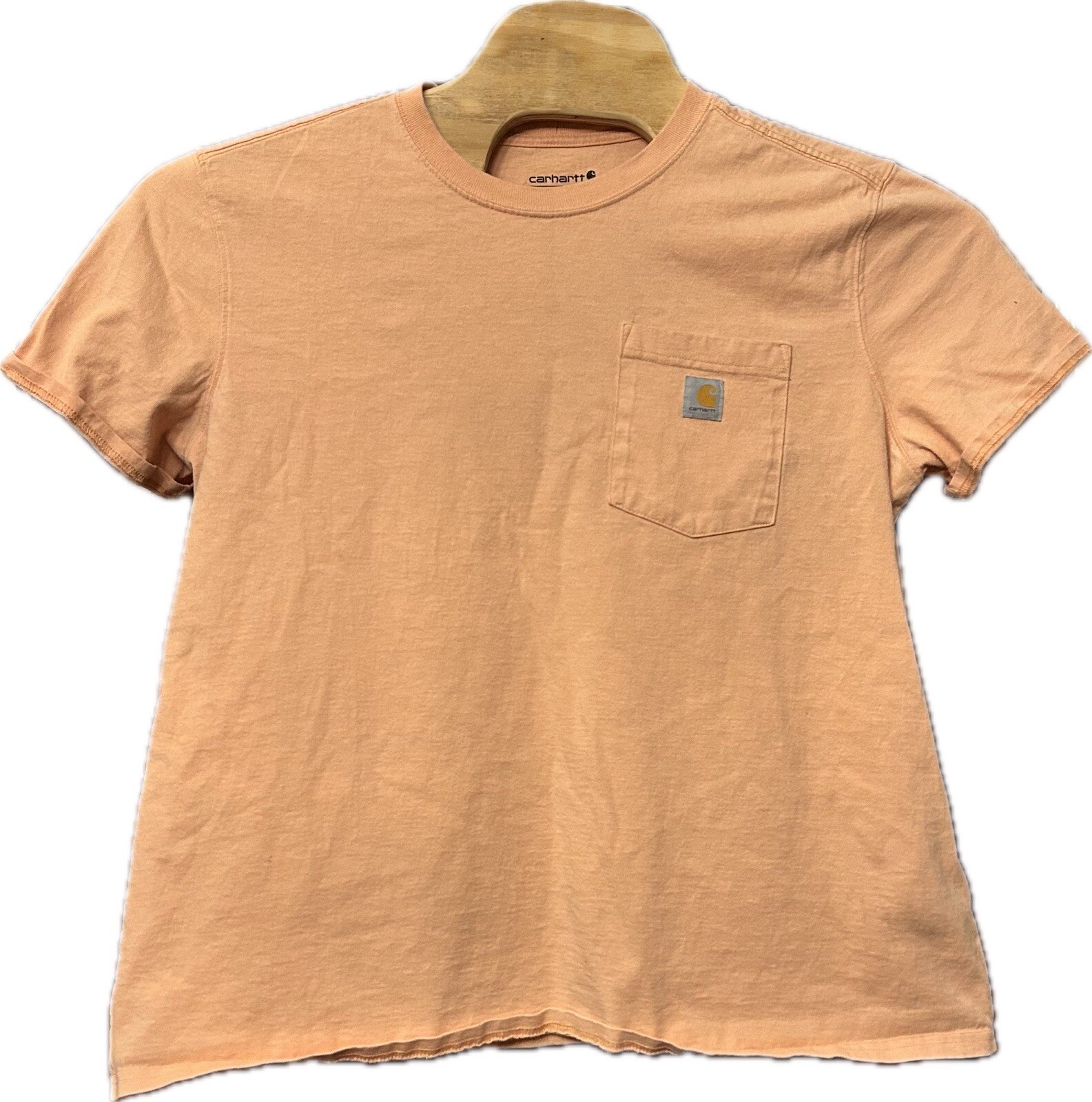 Carhartt T Shirt Womens 1X Peach Short Sleeve Loose Fit Heavyweight Pocket