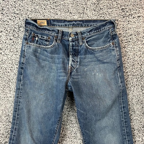 Vintage Abercrombie Fitch Jeans Mens 31x32 Blue Boot Cut Button Fly Distressed - Picture 2 of 21