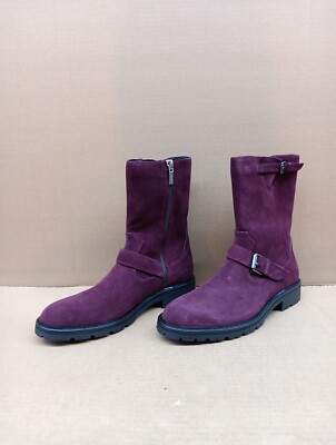Calvin Klein Ugilio Mens Dark Cranberry Suede Boots Zip Buckle- US 10M- 34F1604