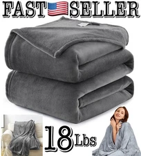 Hiseeme Weighted Blanket Queen Size 18lbs 60"x80", Soft Silky Minky - Gray