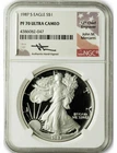 1987-S American Silver Eagle NGC PF70 UCam  Mercanti Signed
