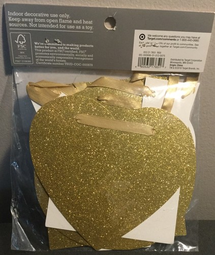 Spritz "Love" and Hearts Banner 60" Gold Glitter New in Factory Sealed Package - Picture 2 of 2