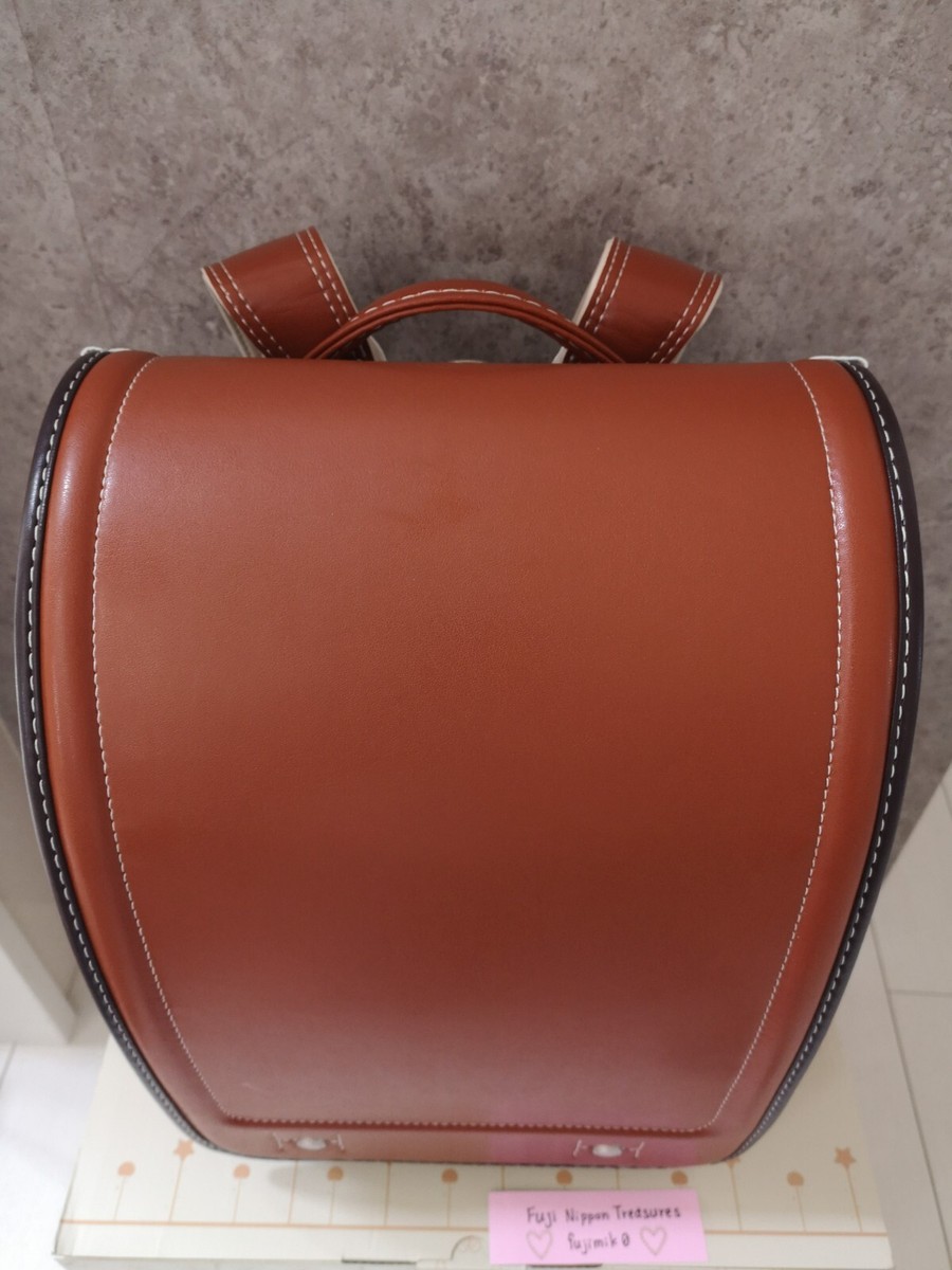 Japanese Style Randoseru Backpack For Kids - PU Leather School Bag With Rain Cover (Brown Red) - View #10
