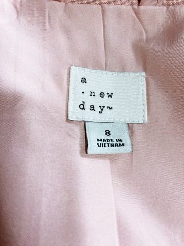 A New Day Womens Blazer Size 8 Pink One Button Lined Pockets Linen & Rayon - Picture 5 of 6