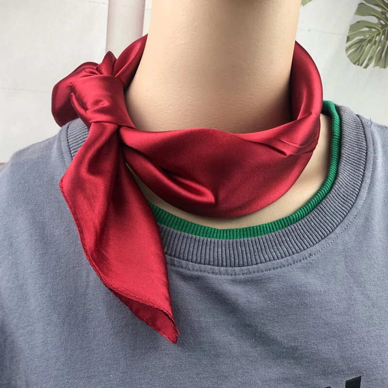 Pañuelo cuadrado de corbata 100 % seda para hombre envolturas para el cabello colores lisos negro Foto 2 de 4