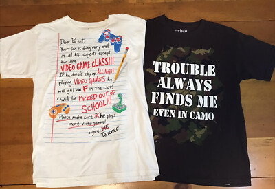 Urban Pipeline Graphic T-Shirt Camo Green White School Boys Size L Lot Of 