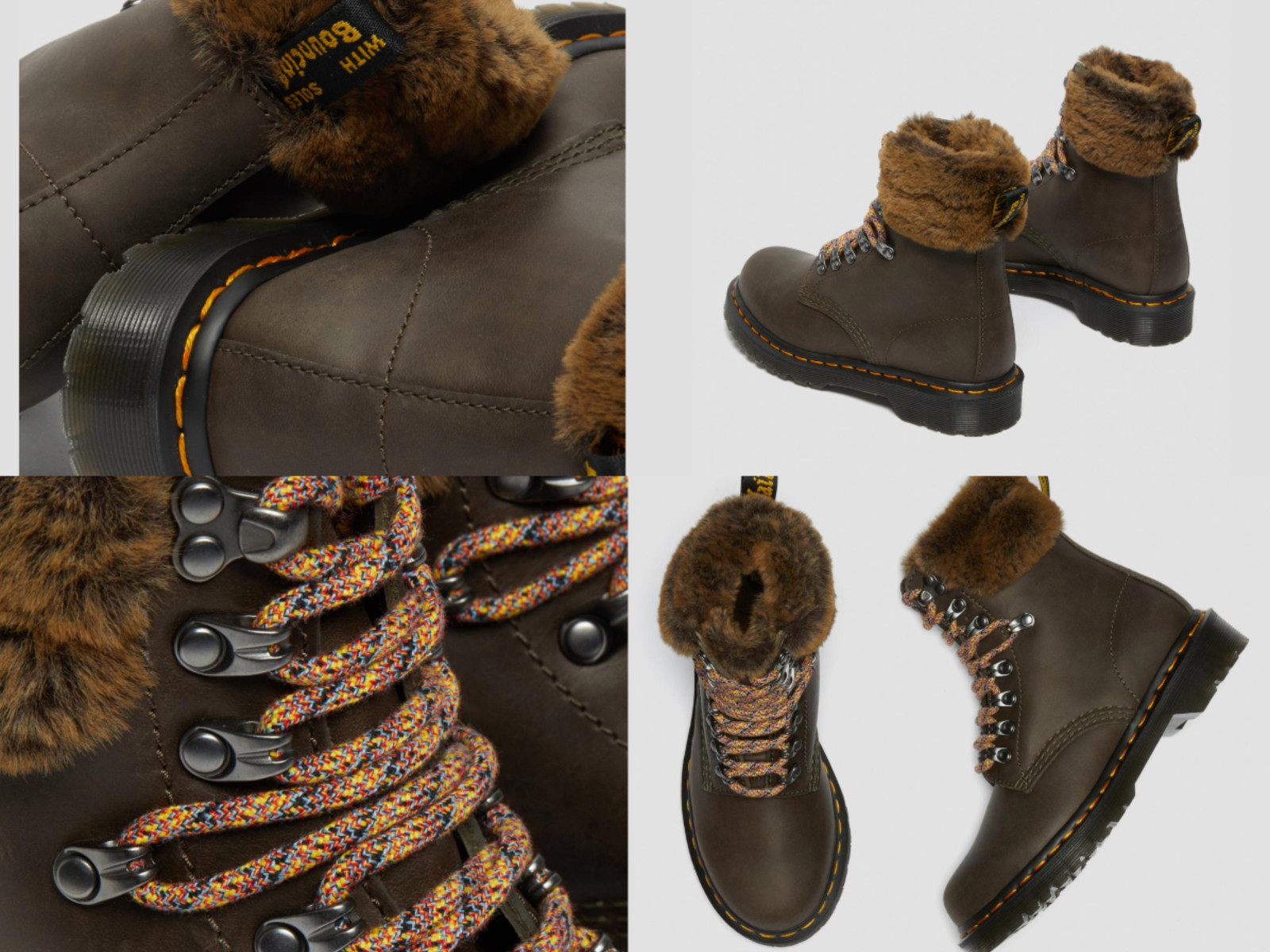 DR. MARTENS 1460 SERENA COLLAR GOODYEAR WELTED HIKING BOOTS FAUX FUR BNWT image 8