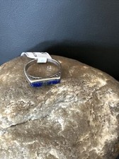 Navy Blue Lapis Navajo Sterling Silver Inlay Ring Size 7 11290