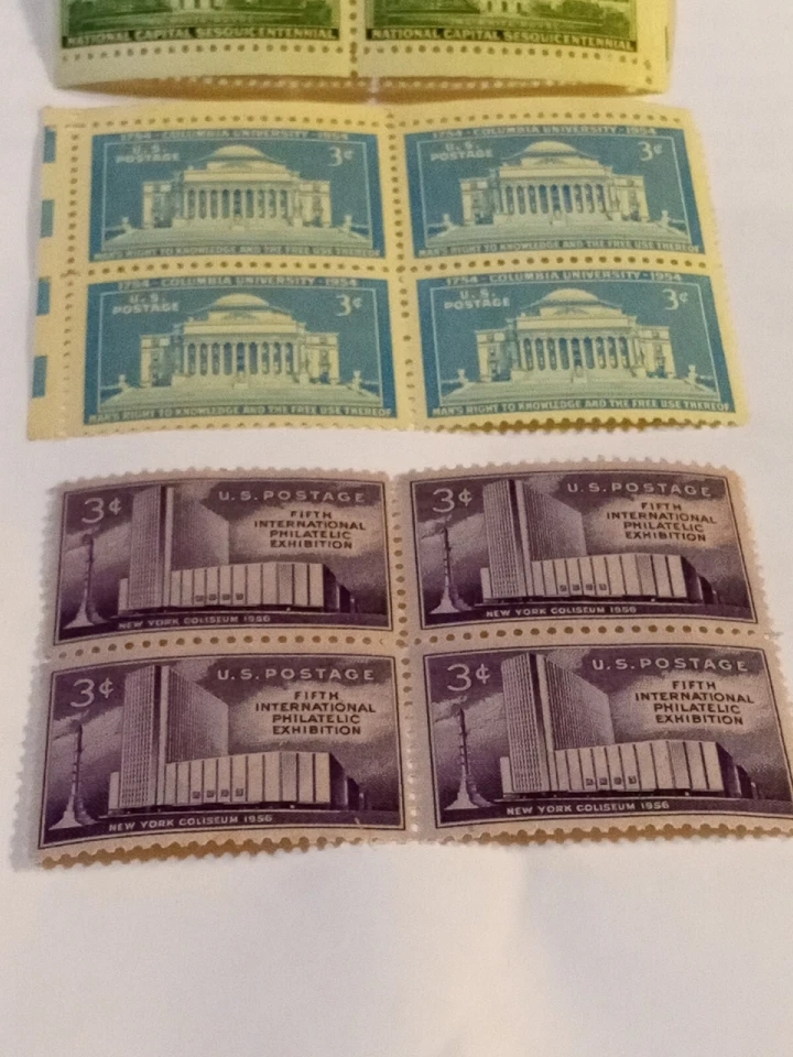 MINT NH OG THREE 3 CENT STAMP BLOCKS CV 5.20 - Image 3 of 4