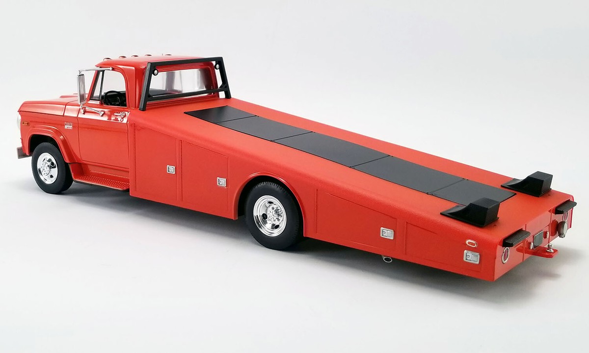 1/18 Dodge D-300 Truck Ramp Car Transporter 1970 Dark Orange by