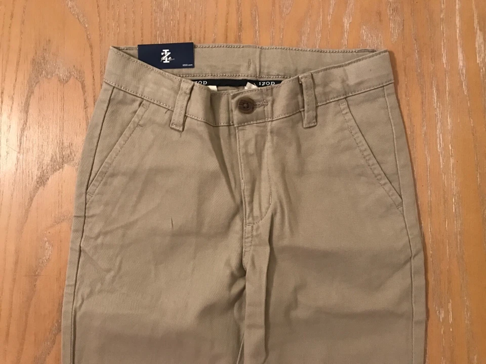 ¡Nuevo! Pantalón Izod Niñas Frente Plano Elastizado Cintura Ajustable Fácil Cuidado Caqui Talla 7 Foto 2 de 4