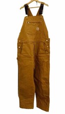 Carhartt Duck Bib Overalls Double Knee Canvas Mens 40 x 32 R01-M Tan Brown EUC