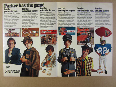 1972 Parker Brothers Games Clue Risk Square Off Dealer's Nerf vintage print Ad