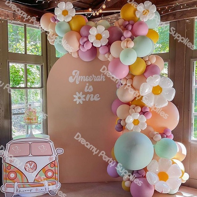 Two Groovy Balloon Arch Kit Daisy Flower Balloon Garland Kids Party Accessories Two Groovy Balloon Arch Kit Daisy Flower Balloon Garland Kids Party Accessories
