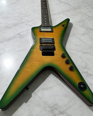 Ship US Washburn Dimebag Darrell Electric Guitar Green Yellow Burst Flame