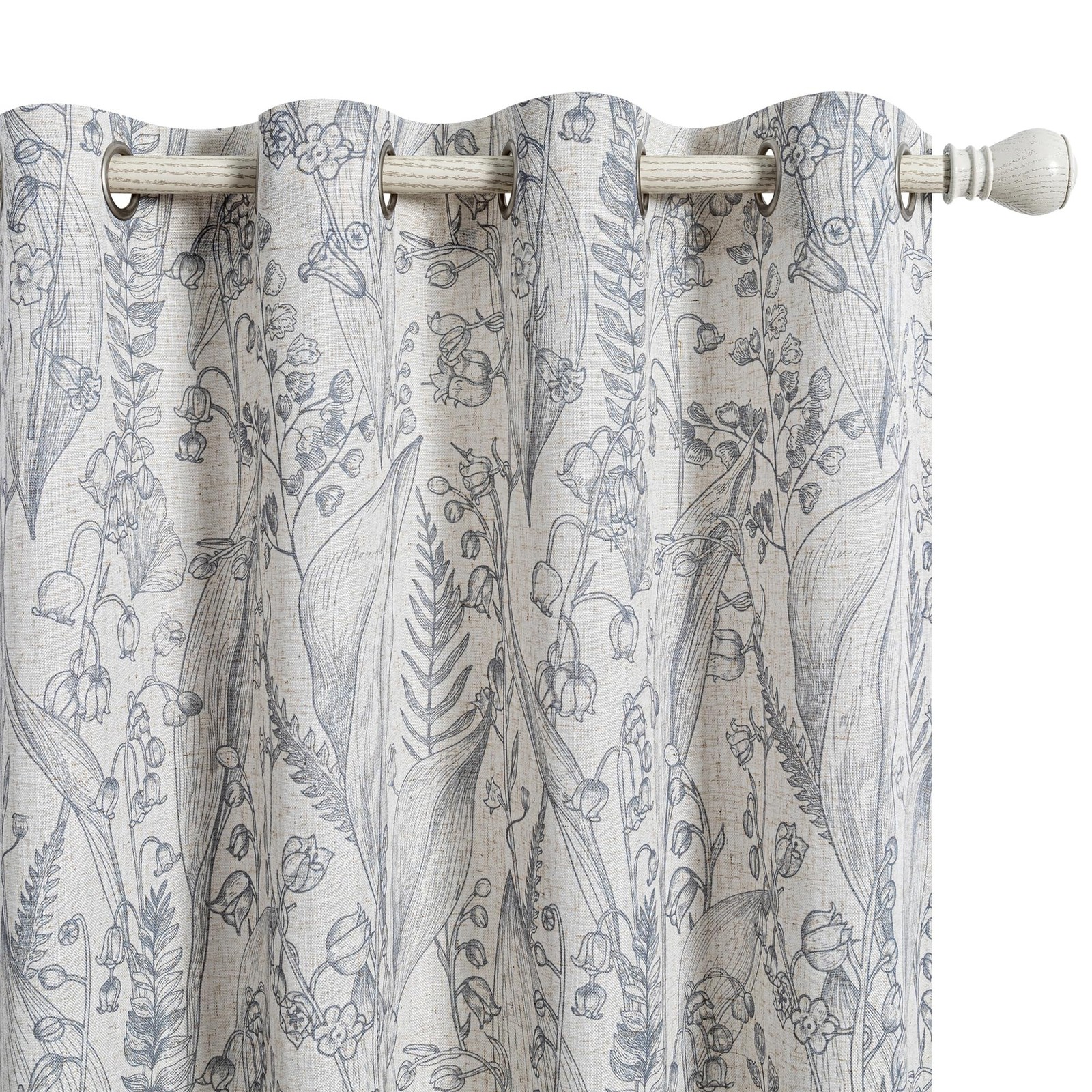Floral French Country Curtains 84 Inch Light Grey Living Room Window Panels