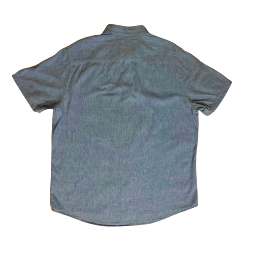 Report Collection Men's Shirt XL Linen Blend Button Down Short Sleeves Pink Trim - Picture 5 of 9