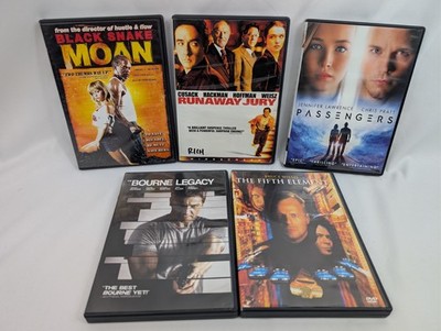 DVD LOT (5) - ACTION - Black Snake Moan, Runaway Jury, Passengers, The Bourne Le