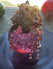 Katherine  s Collection Christmas Ornaments Blown Glass Etched Glass Vtg Round