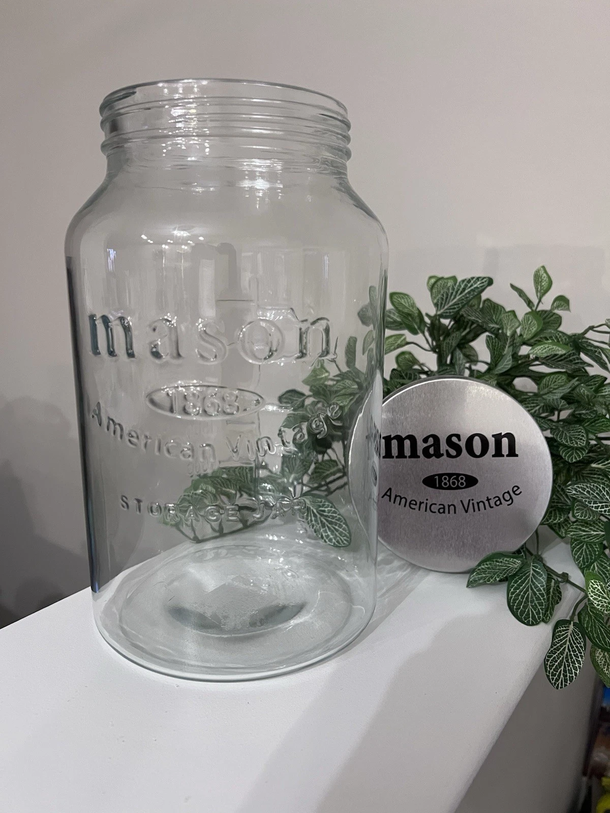 NEW MASON GLASS JAR DECORATIVE AIRTIGHT LID 128 Oz (1 gal) CRAFTS FOOD STORAGE