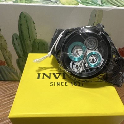 Invicta Quartz S1 Rally Black/Green Dial Black SS Chronograph 52mm 