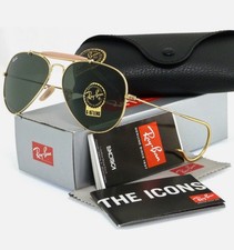 New Ray-Ban Outdoorsman Gold l Green Classic G-15 RB3030 L0216 58mm Sunglasses