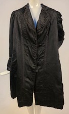 EDWARDIAN BLACK CORDED SILK COAT W BRAID EDGING  SATIN BACK