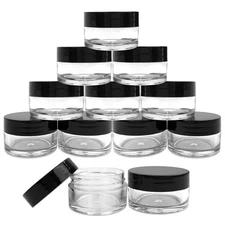 12 Pack 20ml/20g Round Clear Acrylic Jars with Black Lids for Lip Balms