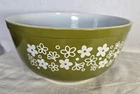 Vintage Pyrex #403 Crazy Daisy Spring Blossom 2.5 Qt Mixing Bowl Green Retro