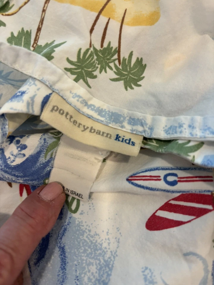 Lençol de surf plano completo 100% algodão orgânico Pottery Barn Kids North Shore - Imagem 2 de 4