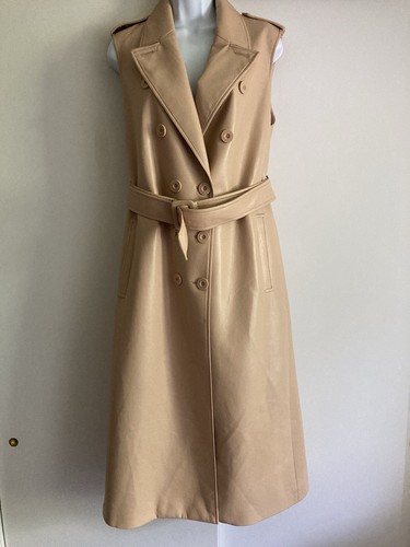 Alice + Olivia Conan Vegan Faux Leather Belted Trench Style Vest Dress, Sz S - Picture 3 of 14