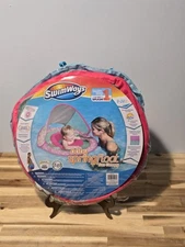 SwimWays Swim Step 1 Baby Spring Float Sun Canopy Pink With Mermaid Unicorns