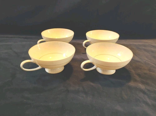 Vintage Rosenthal Continental White Velvet Tea Cups with Gold Trim Set of 4