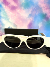 Versace Versace Women's Cat Eye Sunglasses White Plastic Frame Black Tinted
