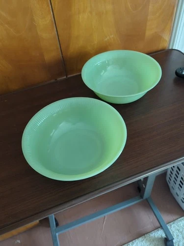 2 Fire King Jadeite Serving Bowls 8 1/4"